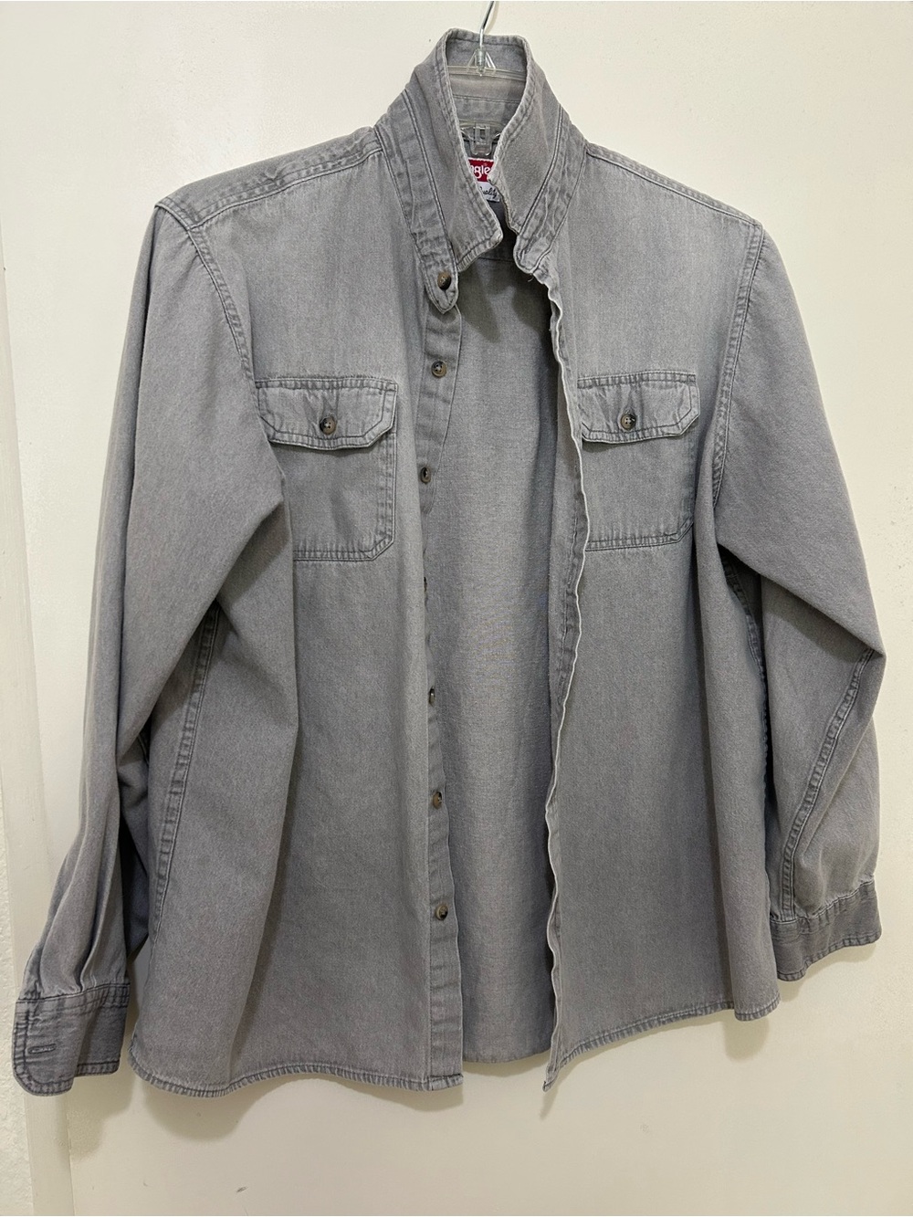 Wrangler Light Gray Button-Down Denim Shirt